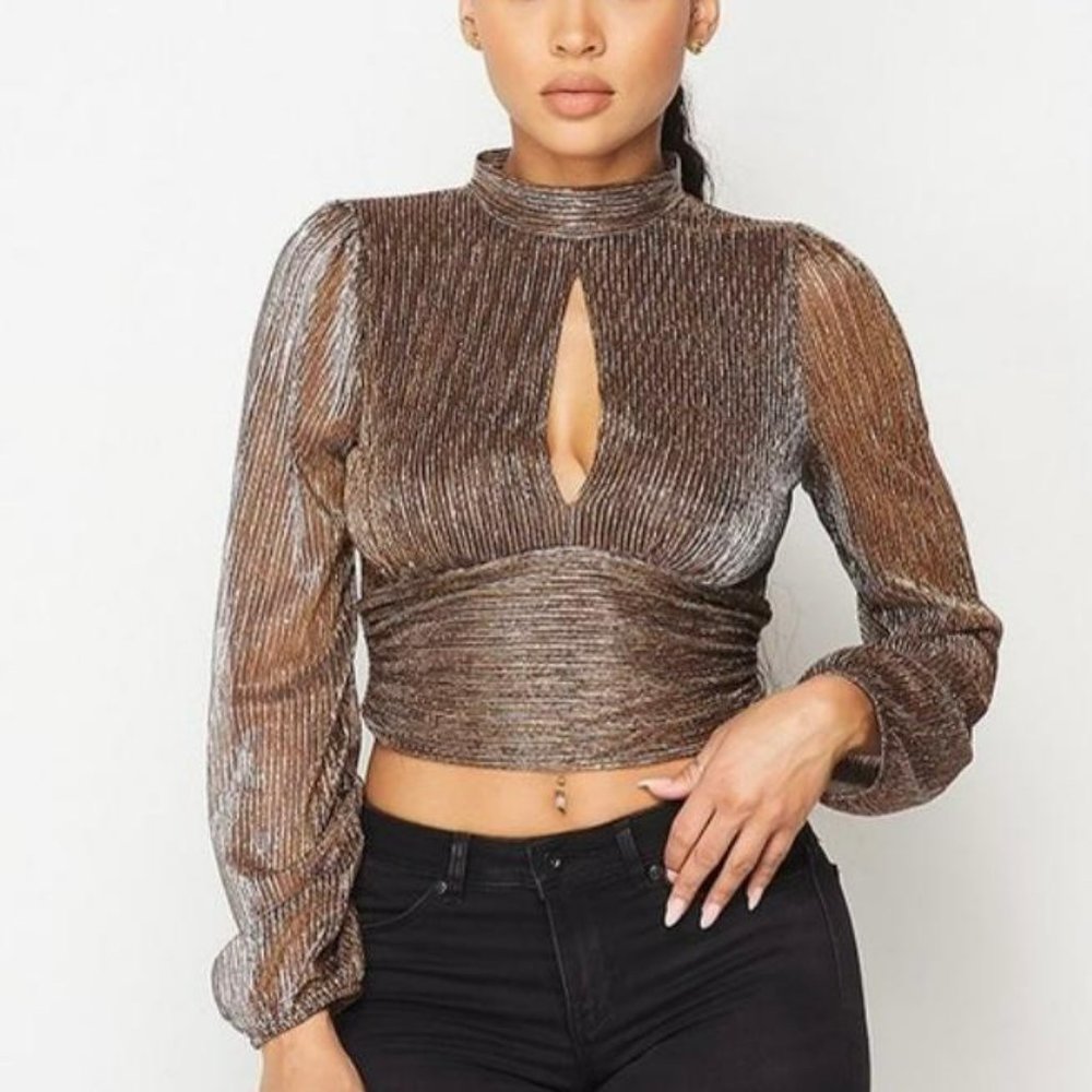 Metallic Mesh Gold Top